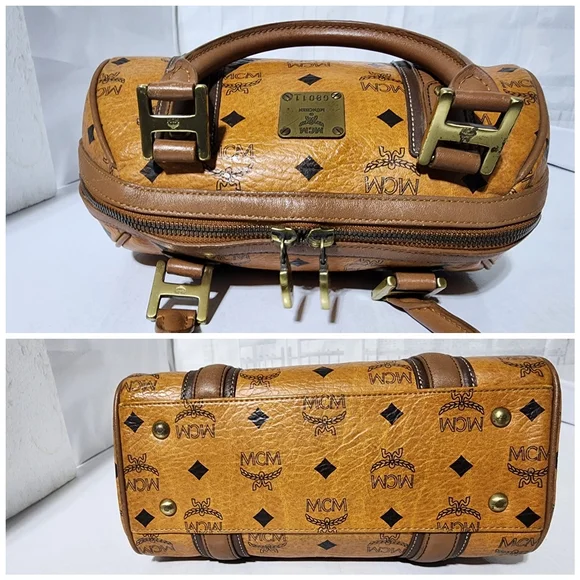 MCM Visetos Bowling Bag Brown - Picture 11 of 15